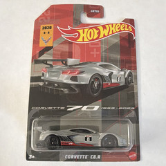 Hot Wheels 70 Corvette C8.R 2020 1:64 Diecast Silver/Black/Red A34