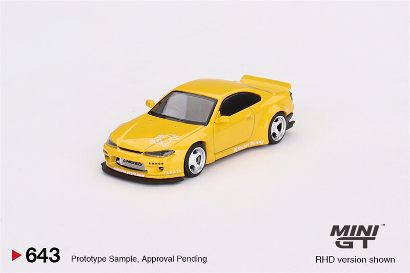 MINI GT 1:64 Silvia (S15) Rocket Bunny Bronze Yellow RHD Diecast Model Car