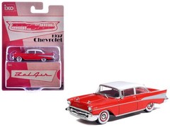 1957 Chevrolet Bel Air Red with White Top and Red Interior 1/64 Diecast Model by