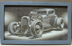 30’s HOT ROD CAR 3D Illusion Wood Engraved Plaque,Wall Art,Wall Hanging
