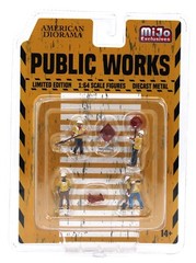 1:64 AMERICAN DIORAMA *DIECAST* 6pc *PUBLIC WORKS* Worker Figure Cones Set NIP
