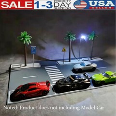 Diorama Car Parking Lot Model LED Lighting Street Road 1/64 Scene Display Model