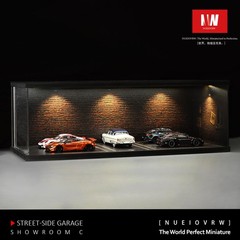 1/64Diorama Diecast Garage Model LED Parking Lot Scene Model Car Display Case US