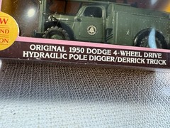 🚗 1/25 DIECAST YORKSHIRE CO.- 1950 DODGE POLE DIGGER TRUCK-GREEN-NEW💥 T1609
