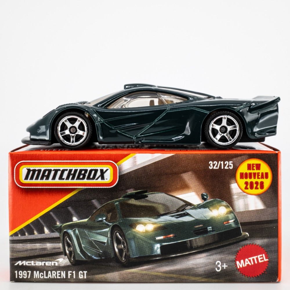 2026 Matchbox Power Grabs #32 1997 McLaren F1 GT XP GREEN | FSB