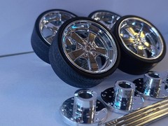 #200206 1/24 SCALE CHROME WHEELS & TIRES FOR JADA JUST TRUCKS 1969 CHEVY C-10.