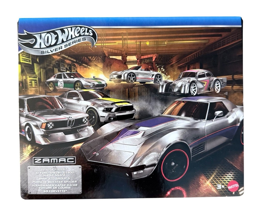2026 Hot Wheels Silver Series ZAMAC 6 Pack Set BMW Toyota Porsche VW Corvette