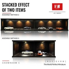 1/64Diorama Diecast Garage Model LED Parking Lot Scene Model Car Display Case US