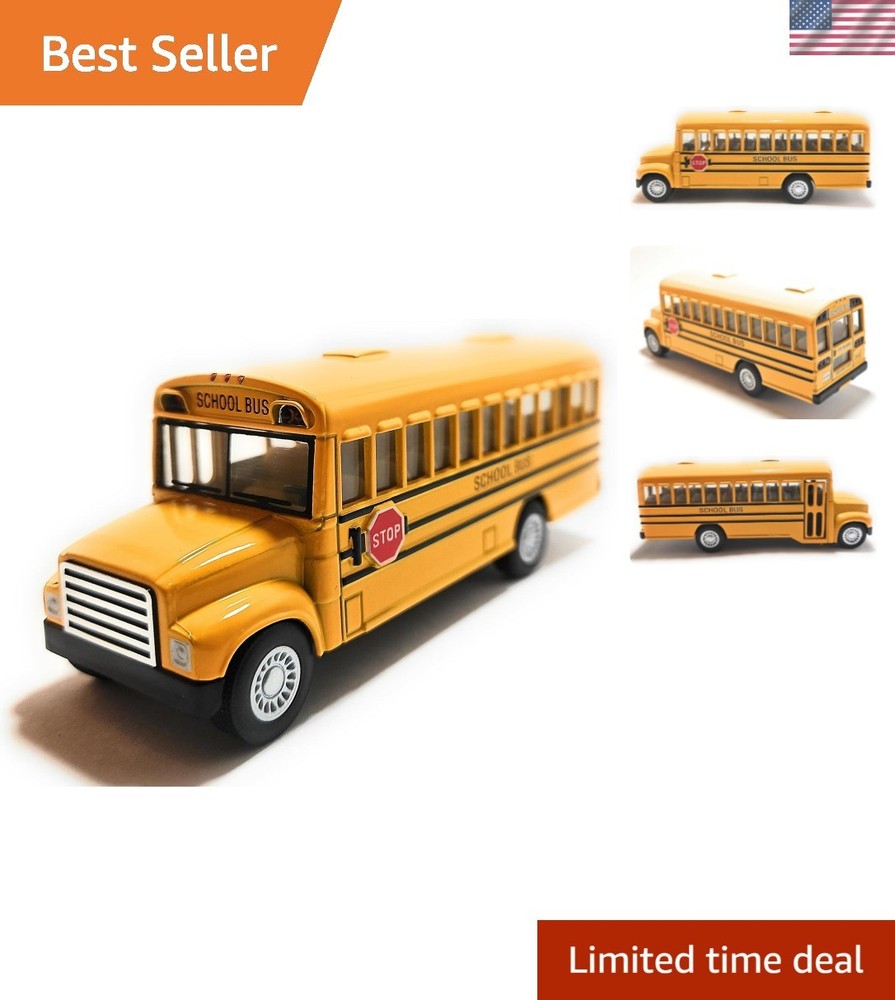 KiNSFUN Yellow School Bus 5″ Die Cast Metal Model Toy Car