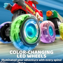 Glow Rover Monster Truck 3-Pack: Light-Up, Motion-Activated Toddler Action Cars