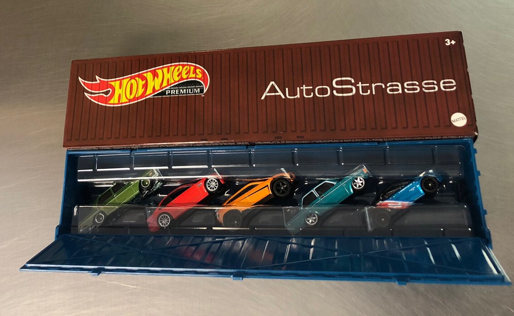 HOT WHEELS AUTO STRASSE SHIPPING CONTAINER BIN FACTORY SEALED BOX SET OF 5