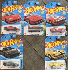Hot Wheels Ferrari SF90, F40 & 365 GTB4 Set Of 5 Red, Yellow & Gray