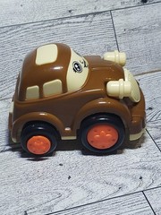 Brown Cream Friction Toy Car Face