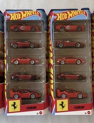 Lot of 2 – 2026 Hot Wheels Ferrari Red 5-Pack F40, SF90, Dino, 368, 12Cilindri