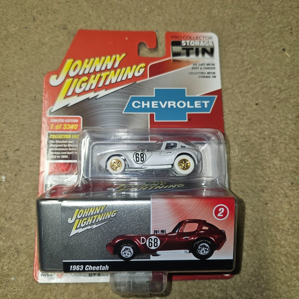 Johnny Lightning Storage Tin 1963 Cheetah #68 White Lightning Chase release 2