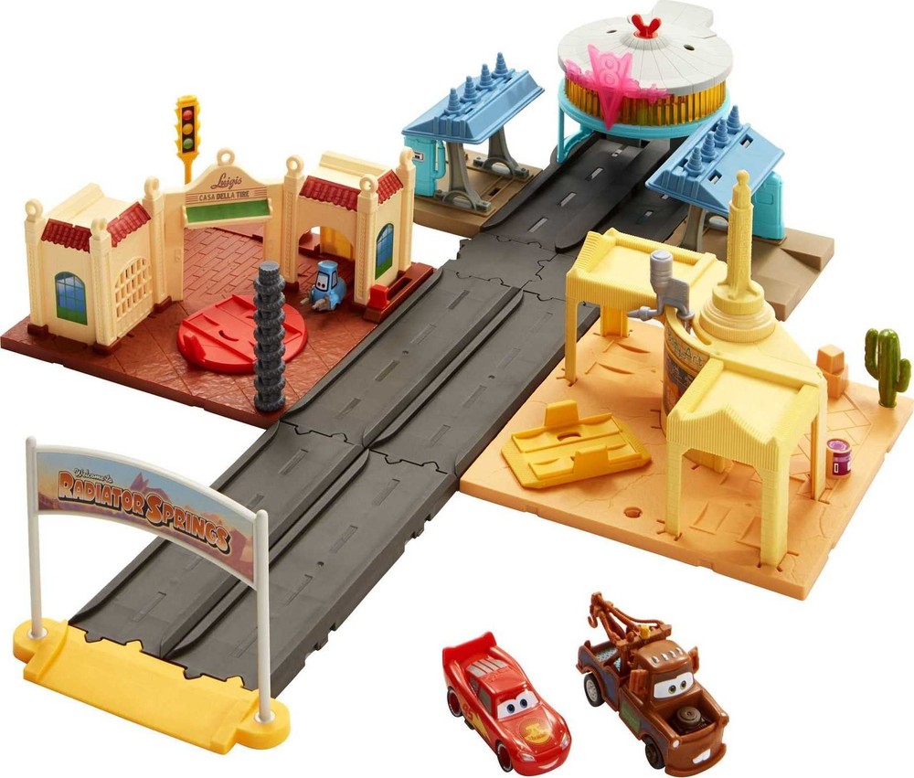 Disney and Pixar Cars on the Road Playset with 2 Toy Vehic