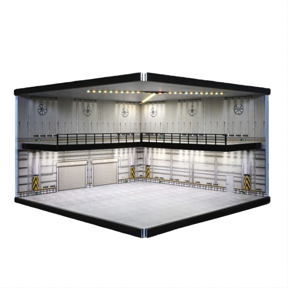 Diorama 1/64 Big Garage Model LED Lighting Parking Lot Scene Display Case Toy US