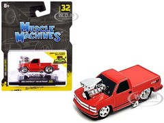 1993 CHEVROLET 454 SS PICKUP RED 1/64 DIECAST MODEL BY MUSCLE MACHINES 15572