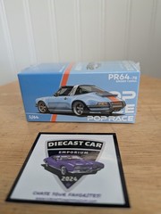 🔥Pop Race PORSCHE SINGER TARGA LIGHT BLUE & ORANGE 1:64🔥