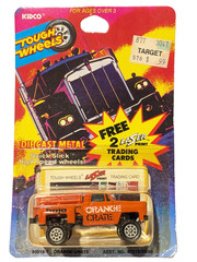 Vintage 1981 KIDCO TOUGH WHEELS, Orange Crate & two Trading Cards, NEW/MOC 1:64