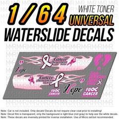 1/64 Scale BREAST CANCER Custom White Toner Universal WaterSlide Decals for Hot