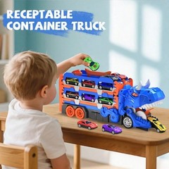 Epic Dinosaur Transporter Truck with 12 Diecast Cars Transforming Toy Gift Kids