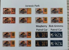Movie & Series 1:24 1:25 scale water slide license plate decals white backing #7