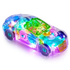 Light Up Transparent Sensory Toy Car Autism Kids Bump and Go LED Music Toy