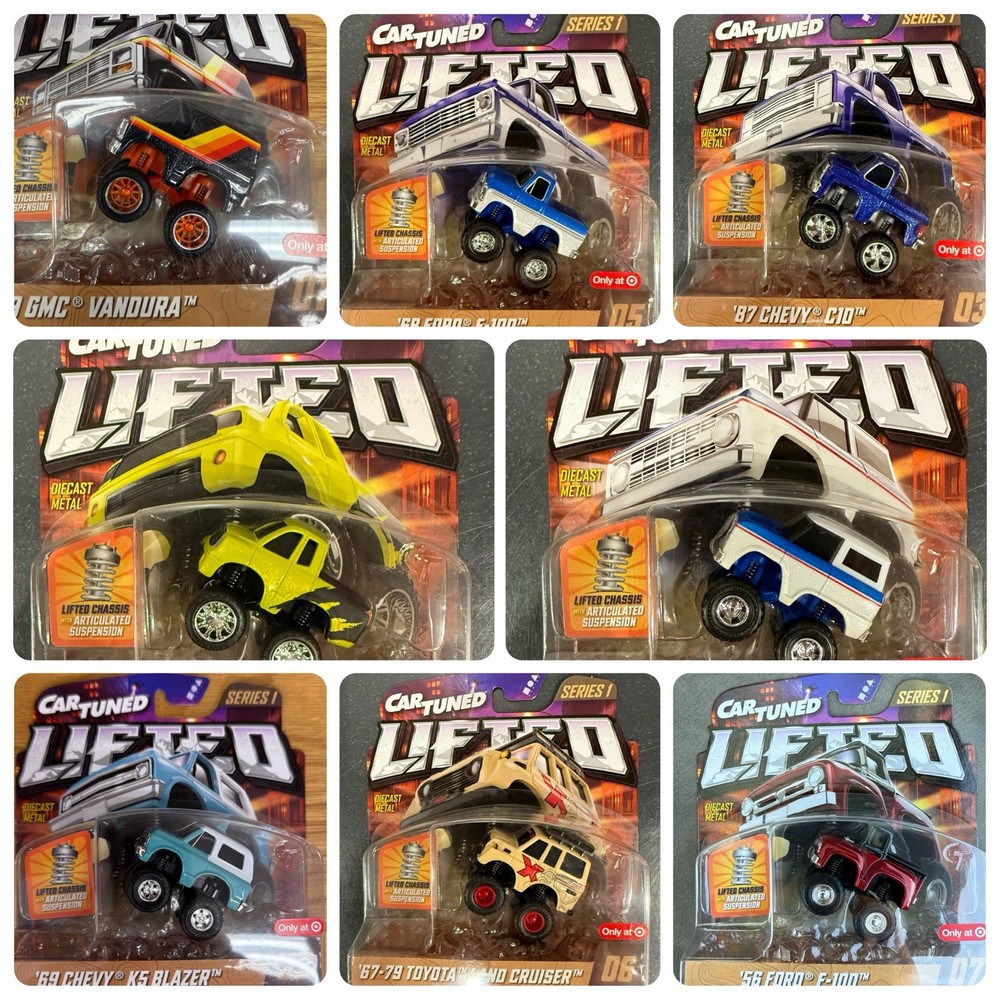 2026 MGA CAR TUNED LIFTED TARGET EXCLUSIVE COMPLETE SET TOTAL LOT OF 8