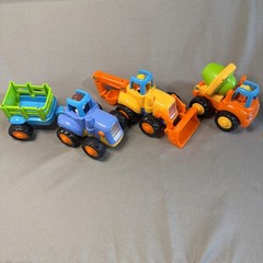 Lot of 3 Construction Vehicles backhoe Tractor Dump Truck cement trk Friction Pw