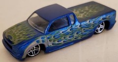 Hot Wheels Steel Flame Pickup Truck Blue Diecast 1:64 2002 Malaysia Loose (GG)