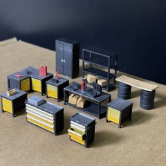 Diorama 1/64 Diecast Car Garage Model Set Repair Workshop Display Accessory Prop