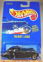 1992 Hot Wheels Blue Card #250 TALBOT LAGO Black w/Chrome 7 Spoke Wheels-Variant
