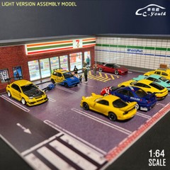 1/64 Diorama Car Garage Model Parking Lot Store LED Lighting Scene Display Model