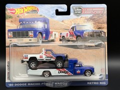 Hot Wheels 80 Dodge Macho Power Wagon & Retro Rig Team Transport FLF56-956T 1/64