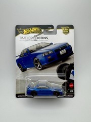 Hot Wheels Premium Timeless Icons V-Spec II Nissan Skyline GT-R BNR34 Blue