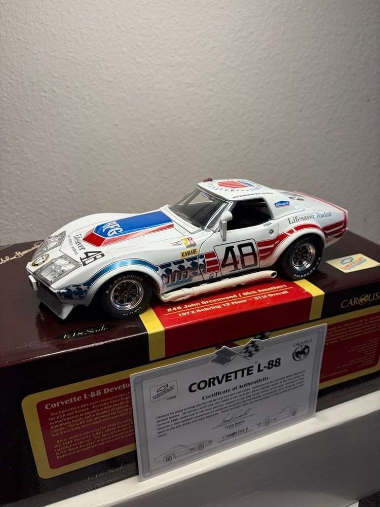 Carousel 1 Corvette L88 #48 Lifesaver Radial 1972 Sebring 1:18 w/ COA Box