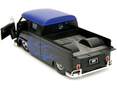 1963 VOLKSWAGEN BUS PICKUP MATT BLACK W/FLAMES 1/24 DIECAST MODEL CAR JADA 34232