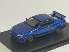 1/64 Motorhelix Nissan Skyline GT-R R34 V Spec II in Blue Titanium Wheels 64-004