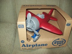 Red & Blue Green Toy 100% Recycled Plastic Airplane in package without UPC, New