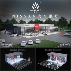 1/64 Diorama Diecast Car Garage Model LED Light Car Display Parking Lot Scene US