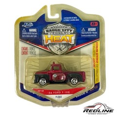 🔥🔥Jada Badge City Heat 1956 Ford F-100 #13 Red Fire Truck H26🔥🔥