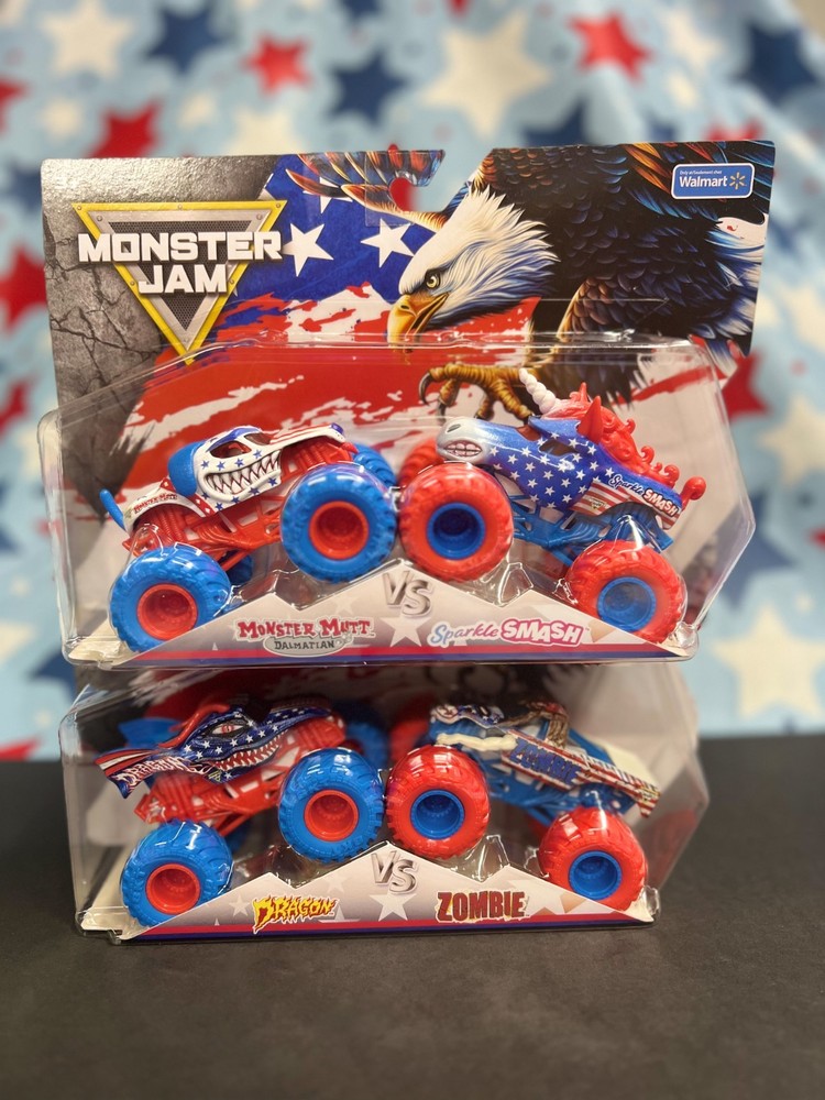 Monster Jam Stars & Stripes Series 2. 1/64 scalr Diecast Trucks.