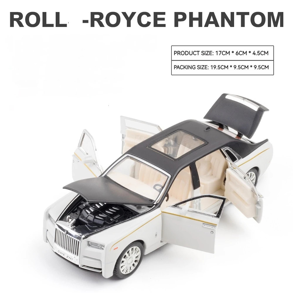 1:32 Rolls Royce Phantom Diecast Model Car Alloy Metal Pull Back Light Sound