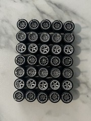 1/64 Wheels & Rubber Tires (10 Car Sets) Fits Hot Wheels -Real Riders Silver Lot