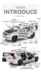 1/18 Toyota Land Cruiser Prado GX White Diecast Model Car Gifts For Friends