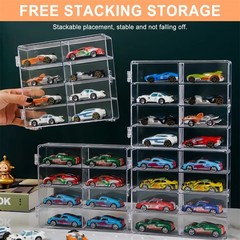 Clear Display Case 4 Levels 8 Slots Box for 1:64 Vehicles Toy Model Storage