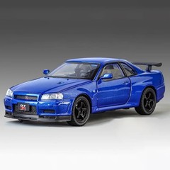 Nissan GTR R34 Skyline Diecast Model Car with Sound Light Pull Back Toy