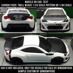 SCALE MOTORSPORT CARBON FIBER WaterSlide Decal 1/12 1/24 1/64 for Hot Wheelz