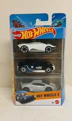Hot Wheels 3-Pack White Black Silver Sports Cars Sealed K5904 – NIP